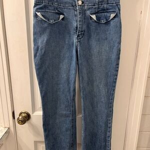 Maeve by Anthropology Bombshell High Rise Slim Straight Leg Denim Jeans